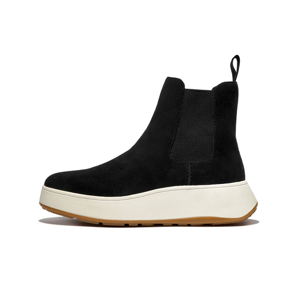 NEW FITFLOP BLACK F-MODE SUEDE PLATFORM CHELSEA BOOTS BOOTIE SHOES 7.5
